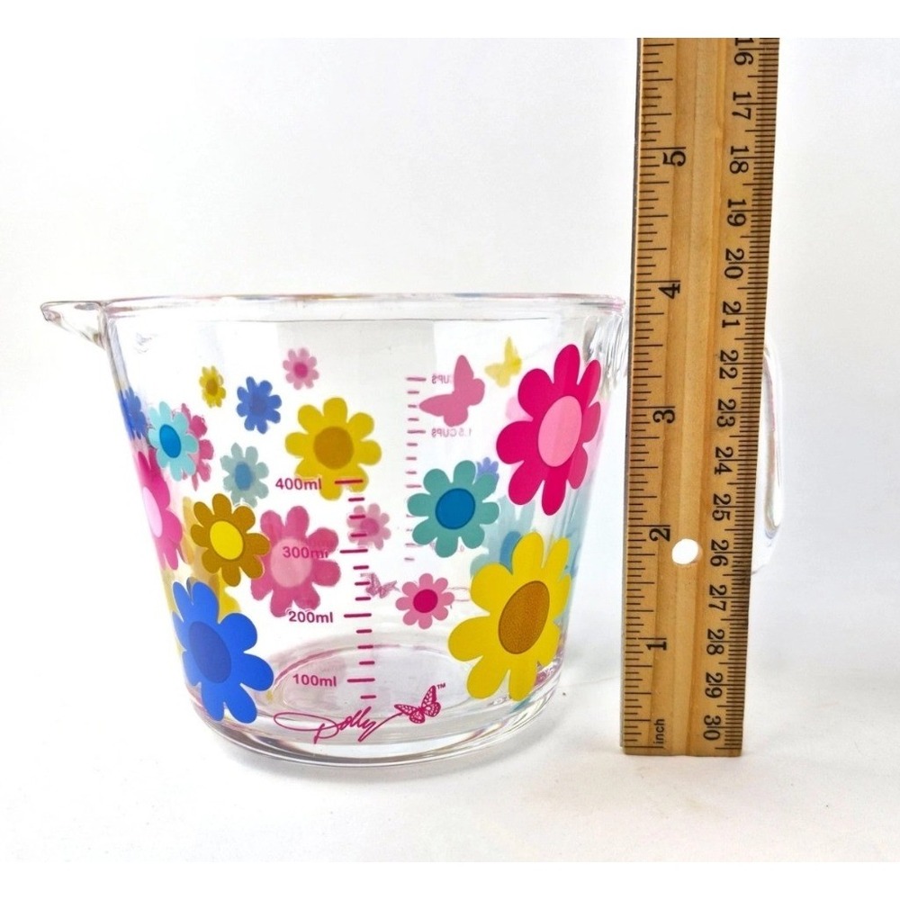 New Dolly Parton 2026 Summer Collection 2 Cup Measuring Cup Mod Floral Glass - Picture 6 of 7